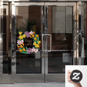 Floral Spring wreath Window Cling