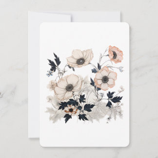 Floral Square, Nordic Art Design, Soft Pastels Invitation
