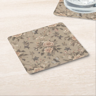 floral square paper coaster