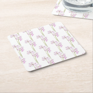 Floral square paper coaster