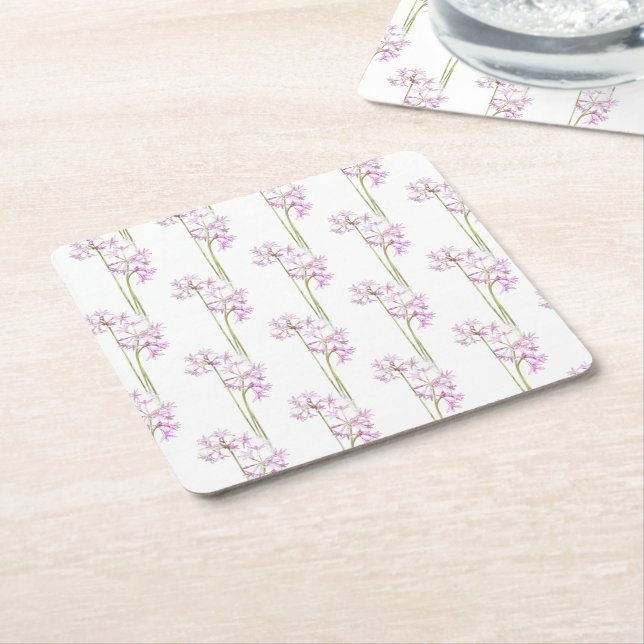 Floral  square paper coaster (Angled)