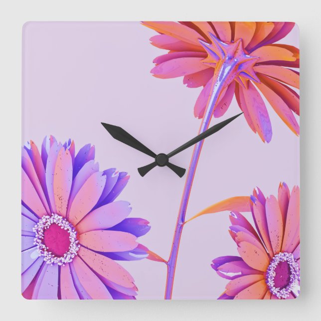 Floral Square Wall Clock (Front)