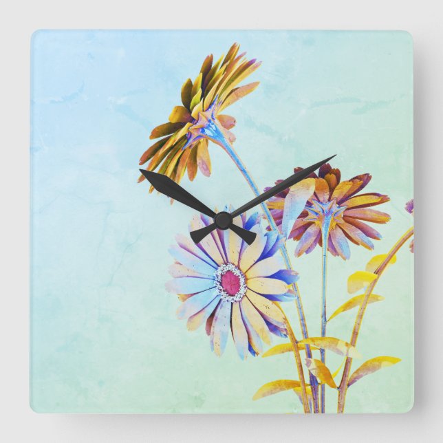 Floral Square Wall Clock (Front)