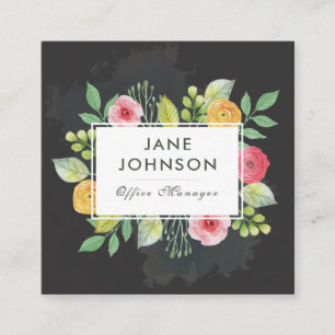 Floral Square Watercolor Business Cards 4
