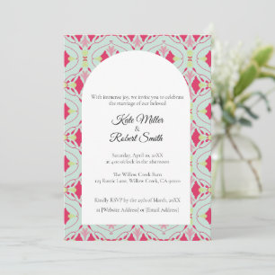 Floral Squircle Mint Green Invitation Card