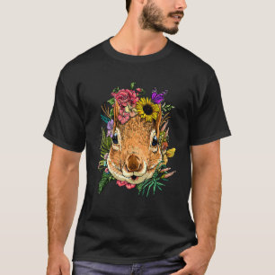 Floral Squirrel Gardening Botanical Plant Flower R T-Shirt