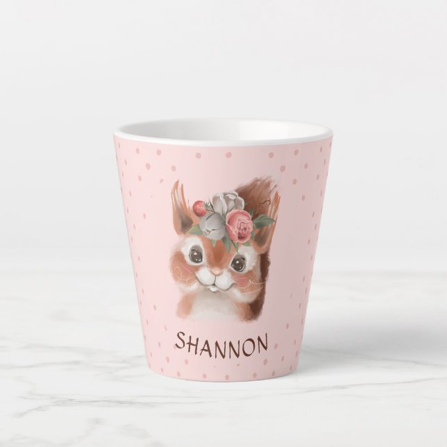 Floral Squirrel Latte Mug (Front)