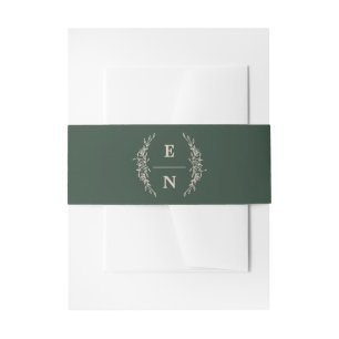 Floral Stacked Initials Monogram Wedding  Invitation Belly Band
