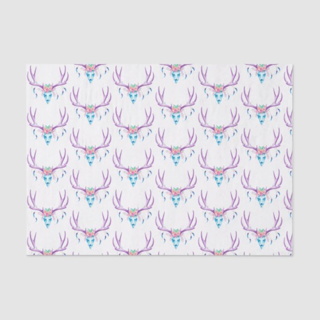 Floral Stag Skull Tissue Paper (Front)