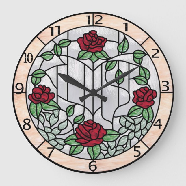 floral stained glass clock (Front)