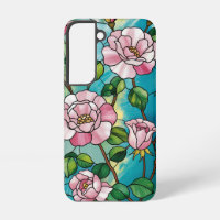 Floral Stained Glass Effect Pink Flowers Botanical