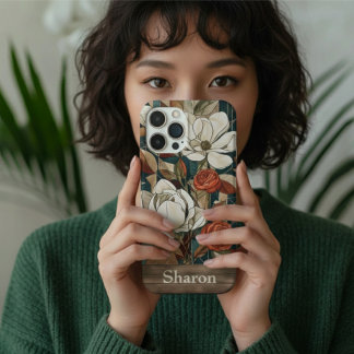 Floral Stained-Glass Phone Case with Personalized 