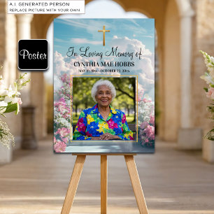 Floral Stairway Heaven Celebration Of Life Photo Poster