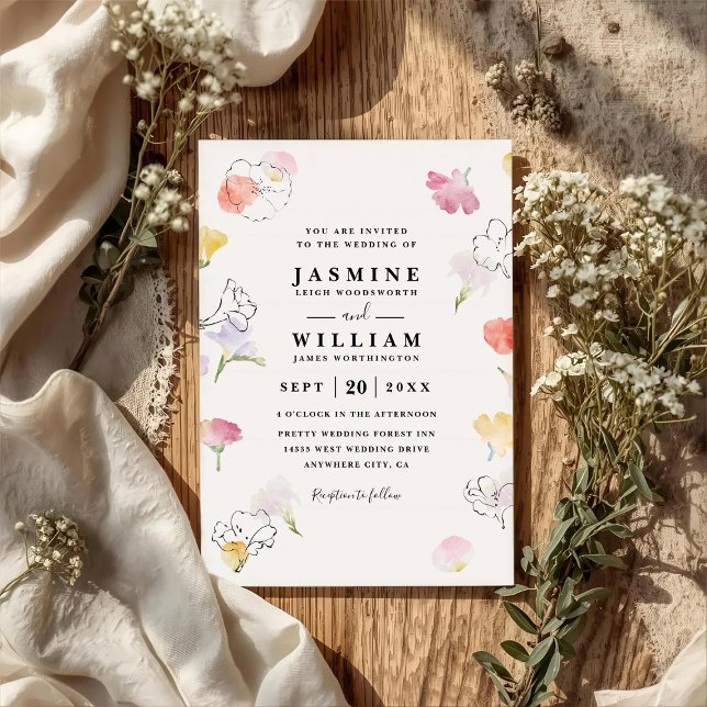 Floral Stamps Colorful Modern QR Code Wedding Invitation (Creator Uploaded)