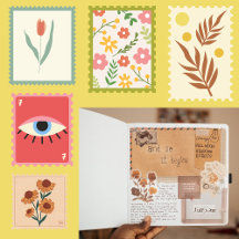 Floral stamps scrapbook old letter