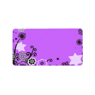 Floral Star Bat Mitzvah Purple Address Label