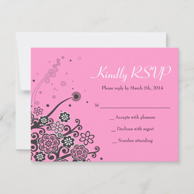 Floral Star of David Bat Mitzvah Invitation Reply (Front)