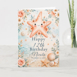 Floral Starfish Birthday Card
