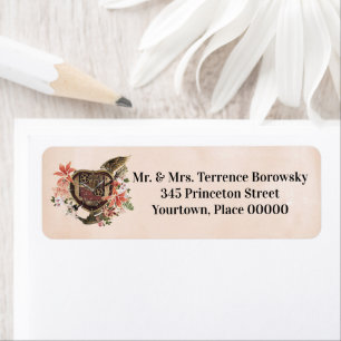 Floral Steampunk Flying Heart Return Address