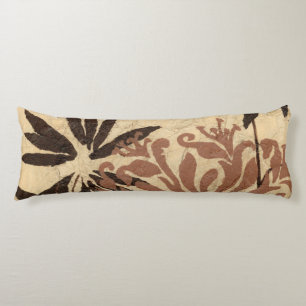 Floral Stencil Design with Tawny Leaves Body Cushion