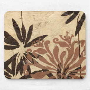 Floral Stencil Design with Tawny Leaves Mouse Mat