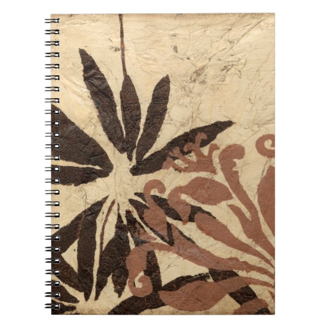 Floral Stencil Design with Tawny Leaves Notebook (Front)