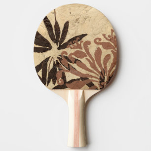 Floral Stencil Design with Tawny Leaves Ping Pong Paddle
