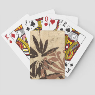 Floral Stencil Design with Tawny Leaves Playing Cards