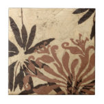 Floral Stencil Design with Tawny Leaves Tile<br><div class="desc">This stencil design of floral leaves with a tawny coloration has a rustic looking background,  giving it a vintage feel. A Jennifer Goldberger original,  this print would make an amazing gift for someone who enjoys the rustic feel of pieces like this!</div>