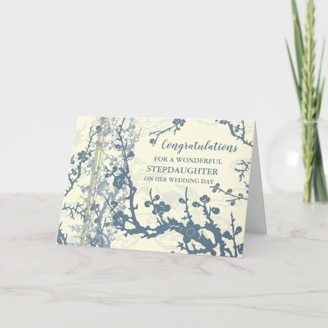 Floral Stepdaughter Wedding Day Congratulations Card (Front)
