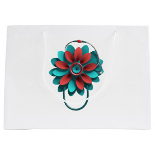 Floral Stethoscope Design – Unique Medical & Healt Large Gift Bag