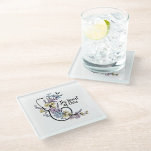 Floral Stethoscope Heart of Care Nurse Doctor Gift Glass Coaster