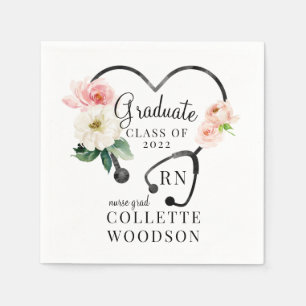 Floral Stethoscope Nurse Graduate Class 2022  Napkin
