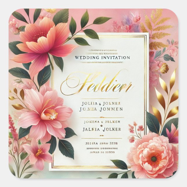 floral sticker, botanical sticker, nature-inspired square sticker (Front)