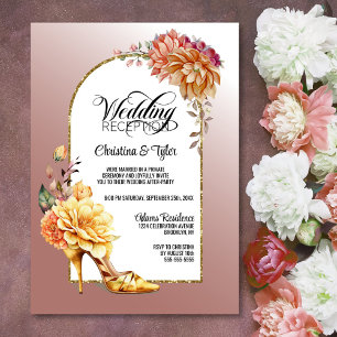 Floral Stiletto Blush Pink Arch Wedding Reception Invitation