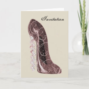 Floral Stiletto Shoe Art Invitation