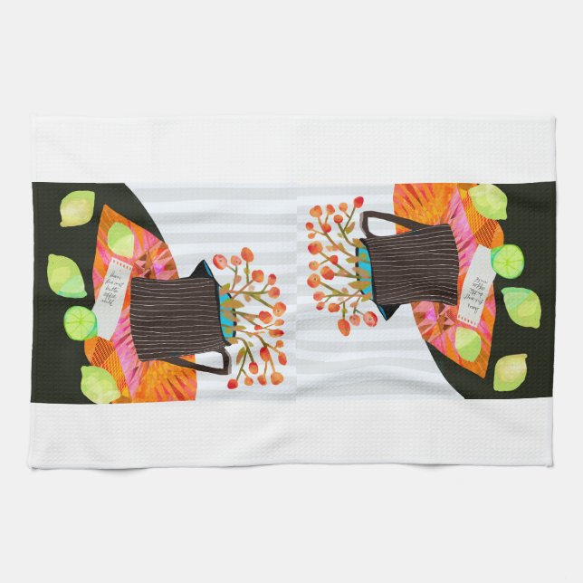 Floral Still Life Kitchen Tea Towel (Horizontal)