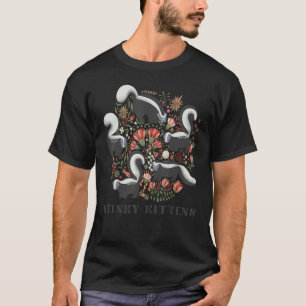 Floral Stinky Kittens Retro Skunk Little Stinker T T-Shirt