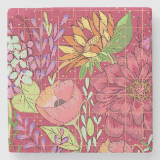 Floral stone coaster
