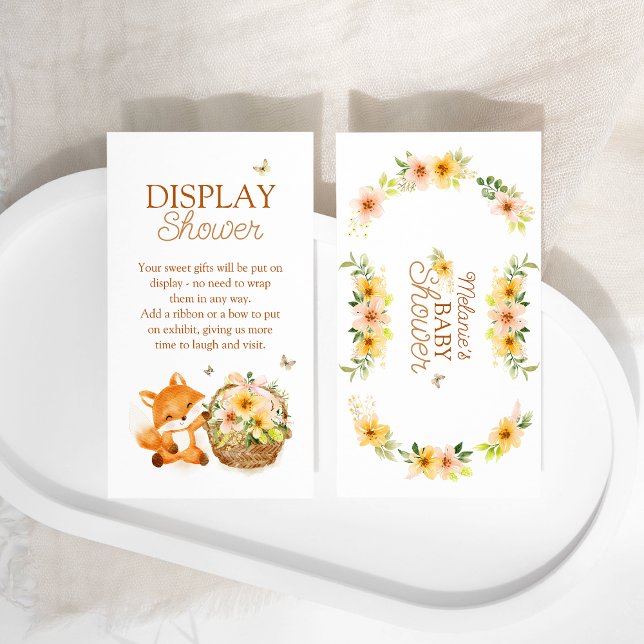 Floral Storybook Fox Baby Shower Display Shower Enclosure Card (Creator Uploaded)