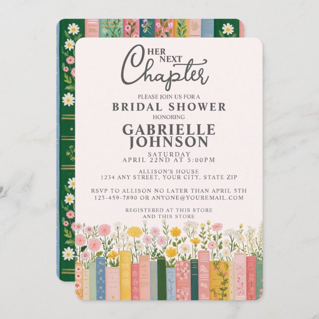 Floral Storybook Her Next Chapter Bridal Shower  Invitation (Front/Back)