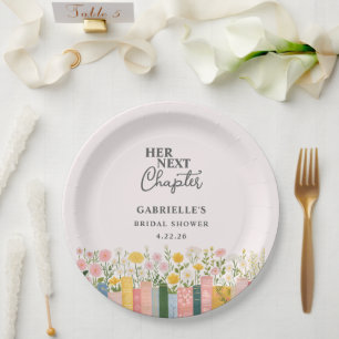 Floral Storybook Her Next Chapter Bridal Shower Paper Plate