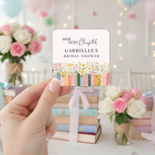 Floral Storybook Her Next Chapter Bridal Shower  Square Sticker