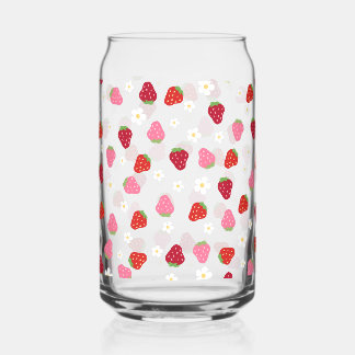 floral strawberry daisy can glass