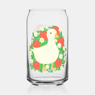 Floral Strawberry Goose Duck Can Glass