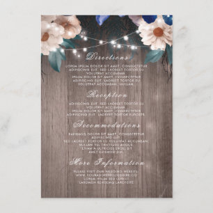 Floral String Lights Rustic Wood Wedding Details Enclosure Card