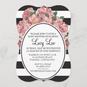 Floral & Stripe Bridal or Baby Shower Invite