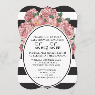 Floral & Stripe Bridal or Baby Shower Invite