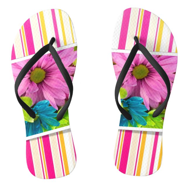 Floral Stripe Flip Flops (Footbed)