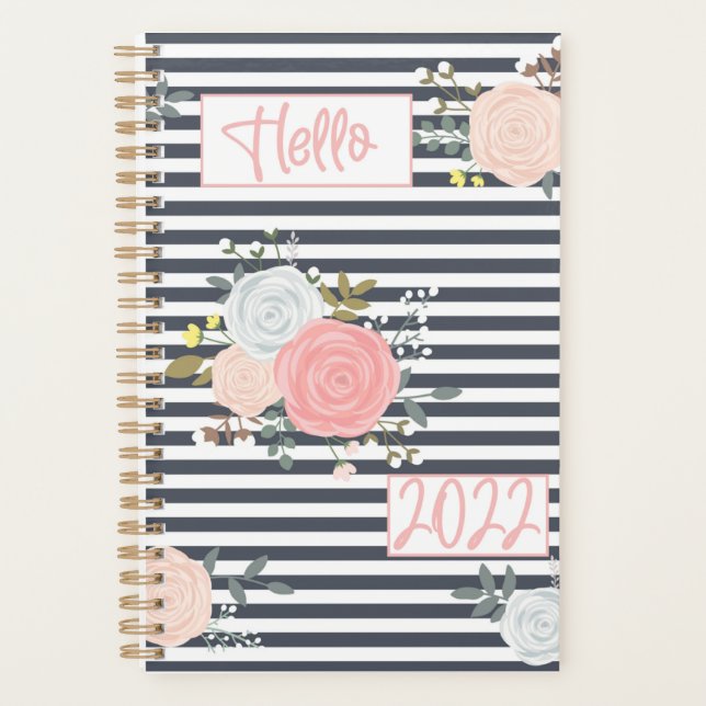 Floral Stripe Pretty 2022 Planner for Her (Front)